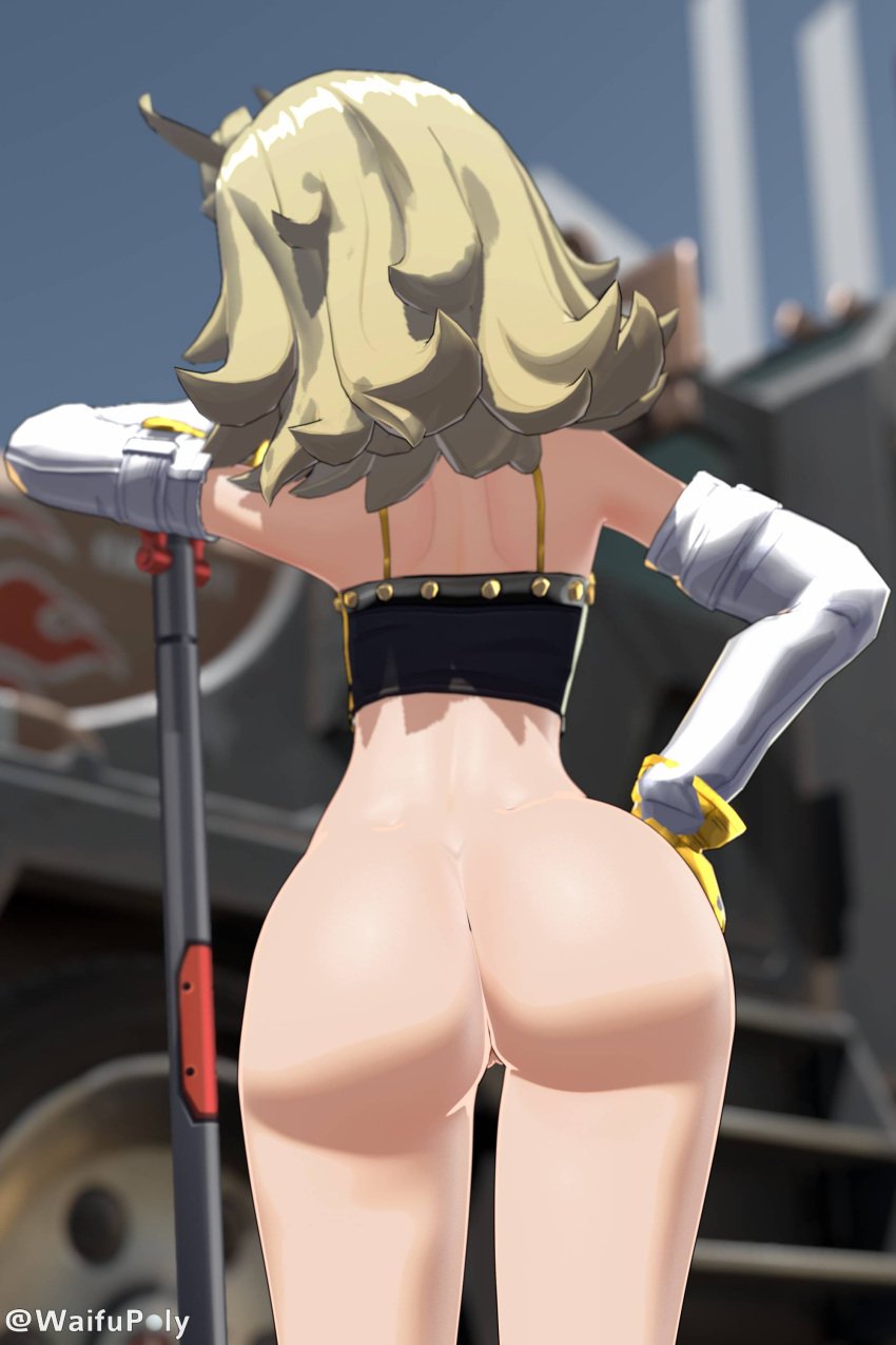 ass ass_focus blonde_female blonde_hair piper_wheel posing small_breasts waifupoly zenless_zone_zero