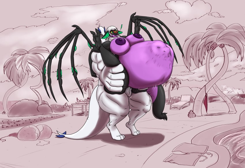 absurd_res anthro breasts broodmother derrysome female fetal_movement generation_2_pokemon generation_6_pokemon hi_res hyper hyper_pregnancy legendary_pokemon lugia male male/female nintendo nipples noivern nude pokemon pokemon_(species) pregnant sex torn_wing vandal_(covenant) wings