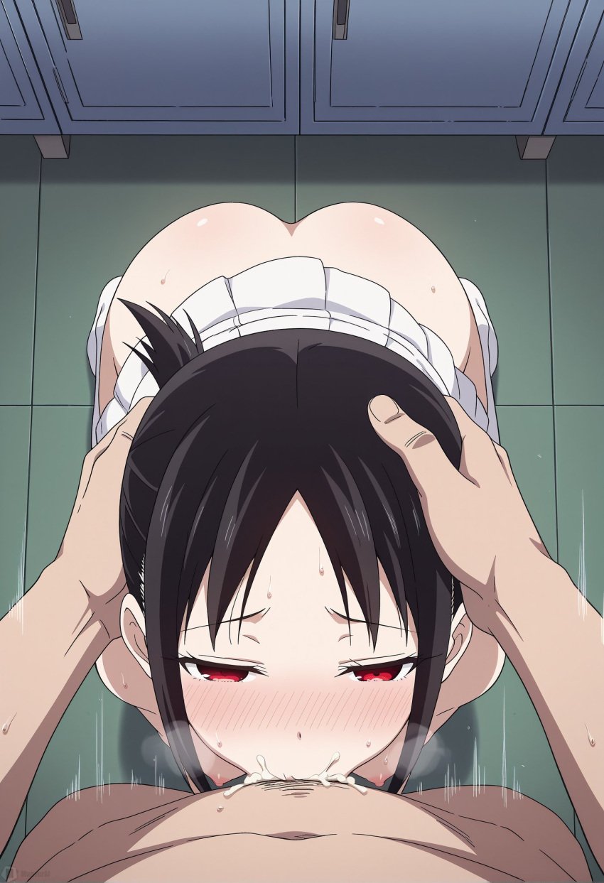 ai_generated ass_focus big_ass blowjob breasts cheerleader deep_blowjob deepthroat kaguya-sama_wa_kokurasetai_~tensai-tachi_no_renai_zunousen~ koikoi large_ass long_hair medium_breasts nipples nude nude_female red_eyes shinomiya_kaguya
