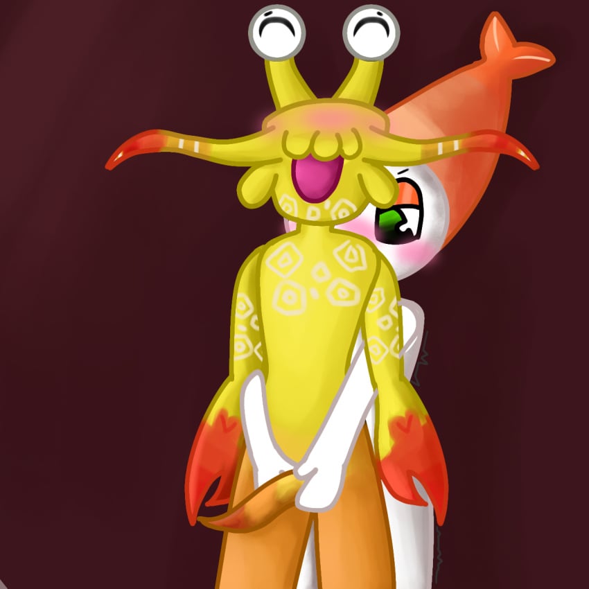 anal_sex arms_around_partner blush_crunch_studios candykitties crossover crossover_ship crustacean dandy&#039;s_world flavor_frenzy gay green_eyes mangotis_(flavor_frenzy) roblox roblox_game self_upload shaking shrimp shrimpo_(dandy&#039;s_world) skinny_male standing standing_sex tagme