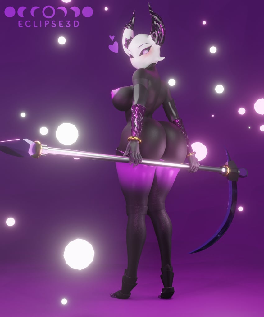 1girls 3d 3d_(artwork) 3d_model 3d_render arthropod arthropod_girl arthropod_humanoid ass ass ass_focus ass_grab back_view big_ass big_butt blush blush butt_focus butt_grab eclipse3d eclipta(eclipse3d) female female female_only holding_pole holding_weapon hollow_knight horny horny_female insect_girl insects looking_at_viewer looking_back nipples oc original_character purple_background purple_eyes purple_nipples scythe video_game video_games