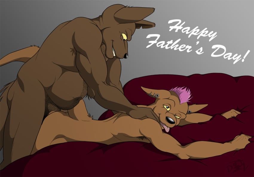 anal anal_sex anti_dev bed biceps chubby father father_and_son fathers_day furry furry_only gay hair incest kangaroo male male_only marsupial mohawk muscles penetration piercing pink_hair son