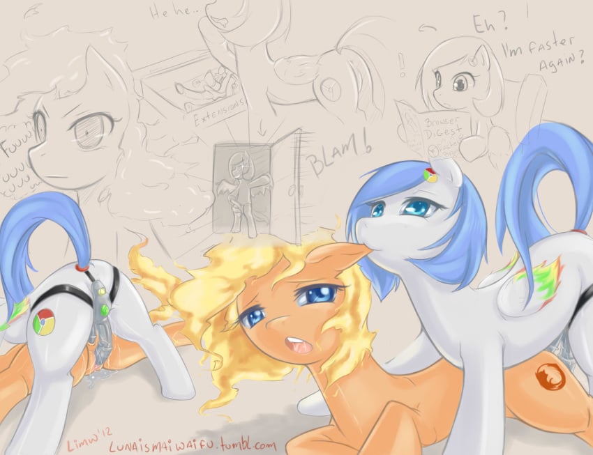 anal anal_sex cutie_mark dildo double_penetration equine female firefox google_chrome horse lunaismaiwaifu mascot my_little_pony pegasus penetration ponified pony pussy pussy_juice sex sex_toy strap-on vaginal_penetration wings yuri