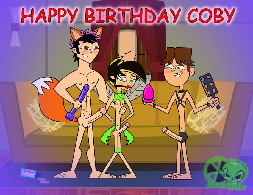 3boys ball_gag black_hair brown_hair coby_(total_drama_island_do_over) cody_(tdi) gay male_only original_character penis tagme total_drama_island yaoi