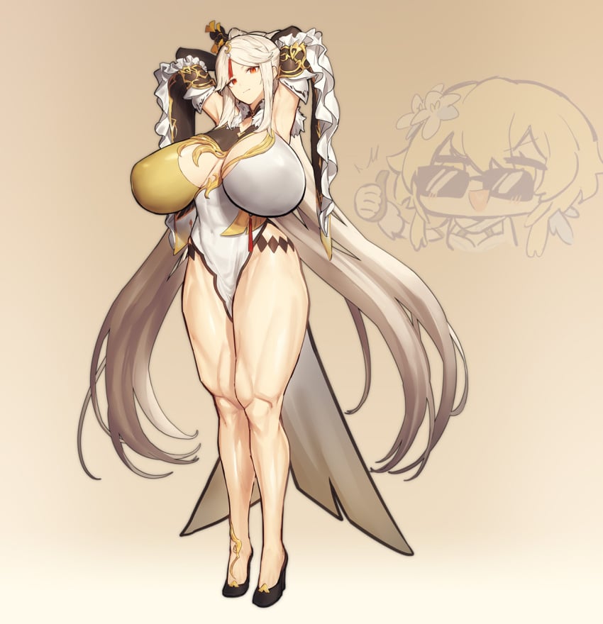 1girls big_breasts breasts cleavage clothes clothing female_only genshin_impact heels huge_breasts light-skinned_female looking_at_viewer melon22 ningguang_(genshin_impact) red_eyes tagme thick_thighs voluptuous white_hair