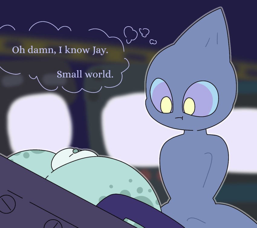 1boy1girl arcade blue_body english english_text female itisspermo kay_(1-upclock) male mouth_closed original original_character original_characters pussy