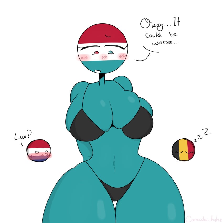 belgium_(countryhumans) big_breasts bikini countryhumans countryhumans_girl luxembourg_(countryhumans) netherlands_(countryhumans) thick_thighs xx.canada.xx