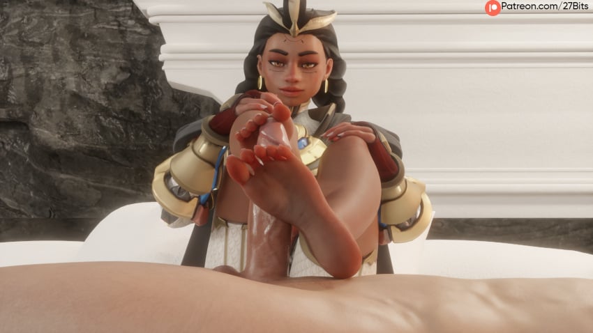 27bits 3d barefoot clothed_female_nude_male dark-skinned_female dressed feet foot_fetish foot_focus foot_play footjob illari_(overwatch) illari_quispe_ruiz latina male overwatch overwatch_2 peruvian_female sole_female soles toes