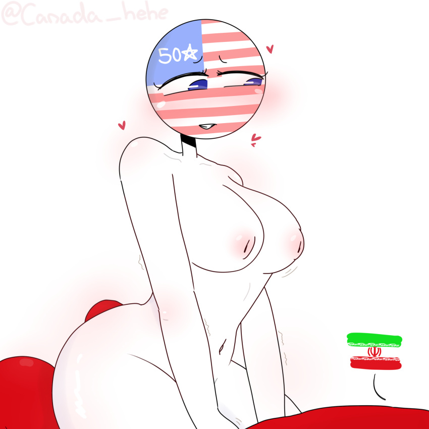 big_breasts countryhumans countryhumans_girl hearts_around_head iran_(countryhumans) sex united_states_of_america_(countryhumans) xx.canada.xx