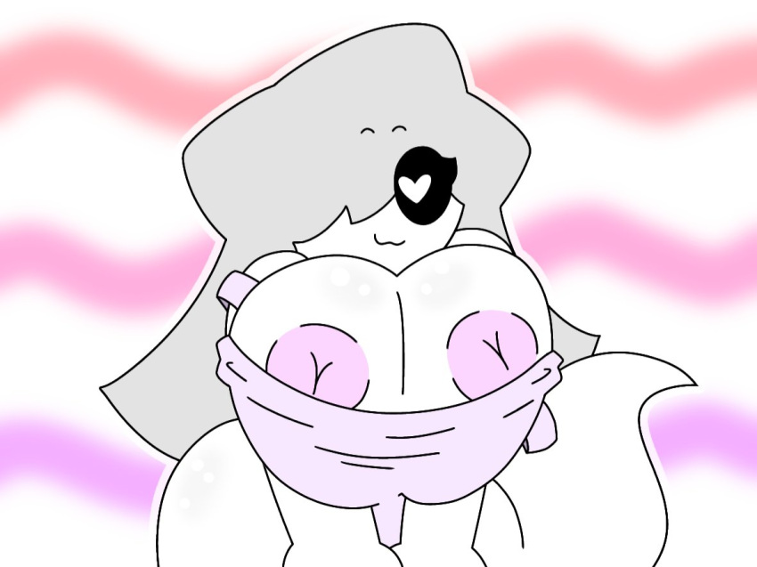 1girls big_breasts boobi_(itisspermo) breasts female female_focus female_only ghost grey_hair heart-shaped_pupils itisspermo looking_at_viewer one_eye_obstructed original pink_nipples white_body