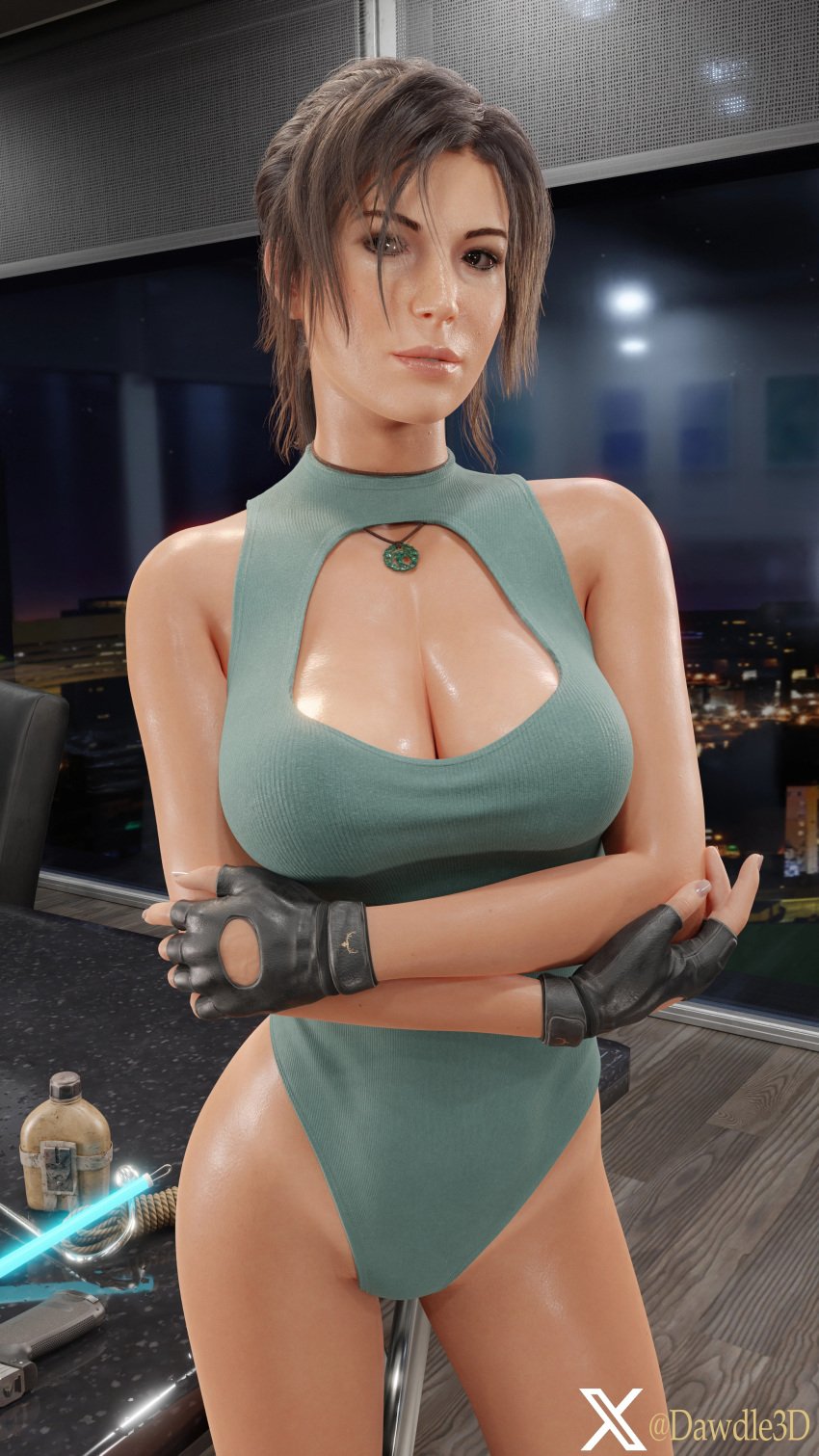 3d alternate_version_available bare_arms bare_legs bare_shoulders bodysuit british british_female brown_hair cleavage cleavage_cutout dawdle3d female female_only gloves lara_croft lara_croft_(survivor) leotard sleeveless_leotard slim_waist solo solo_female standing tagme thong_leotard tomb_raider tomb_raider_(survivor)