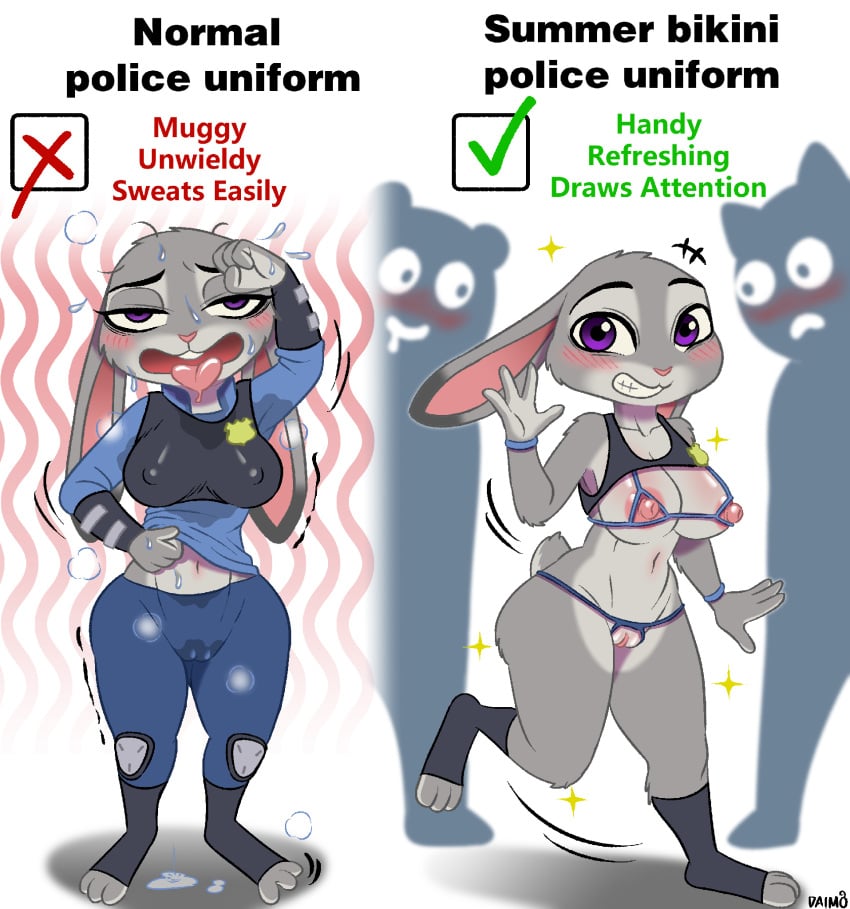 2024 anthro areola blush breasts clothed clothing crotchless_clothing crotchless_panties crotchless_underwear daimo disney female fur genitals grey_body grey_fur hi_res judy_hopps lagomorph leporid mammal nippleless_bra nipples panties purple_eyes pussy rabbit underwear zootopia