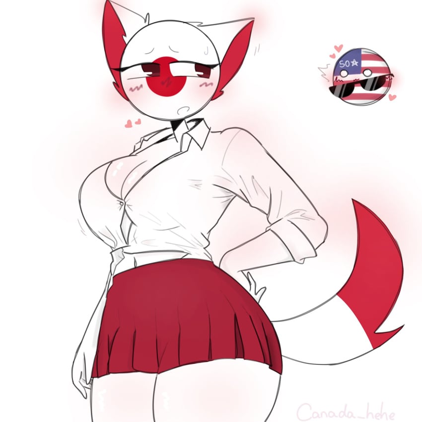 cat_ears cat_tail clothed countryhumans countryhumans_girl japan_(countryhumans) japanese_school_uniform partners school_uniform united_states_of_america_(countryhumans) xx.canada.xx