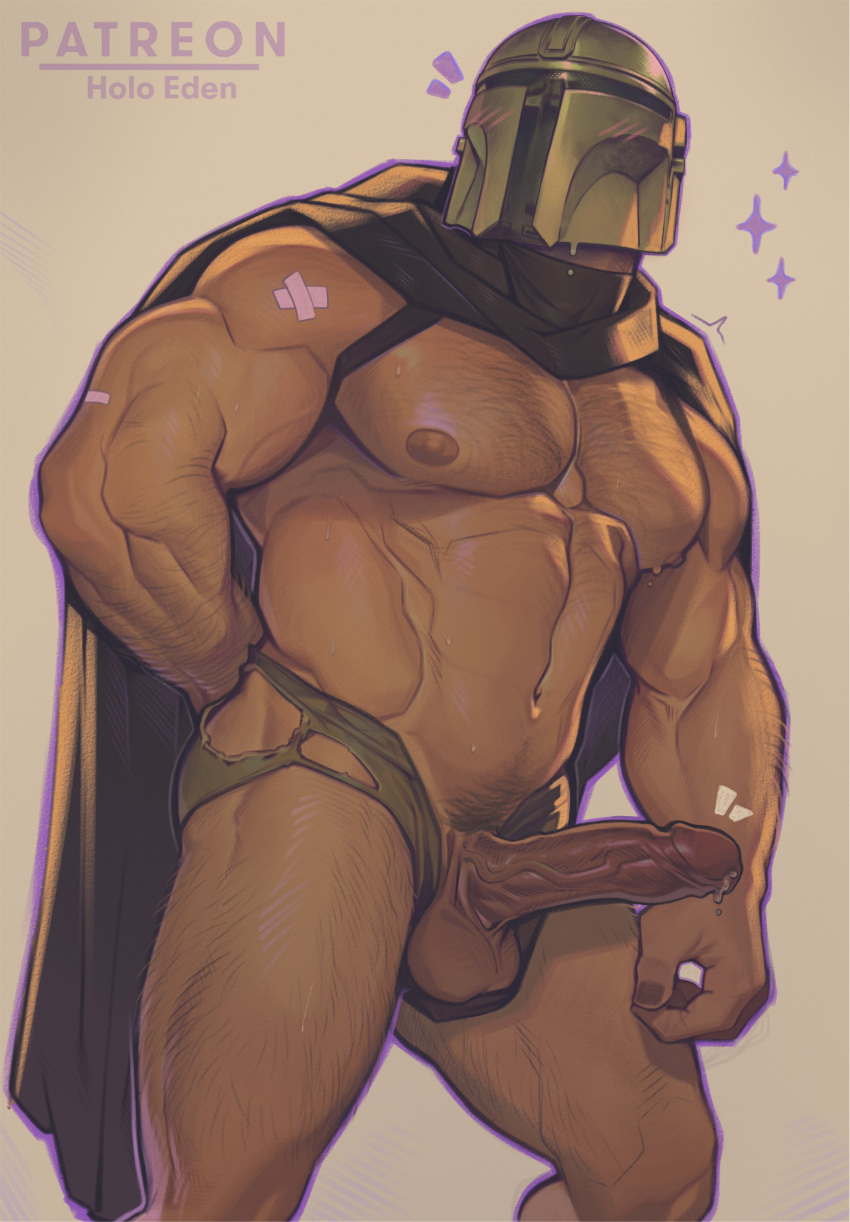 1boy arm_hair balls bara beefy big_balls big_muscles big_nipples big_pecs big_penis blush chest_hair daddy dilf din_djarin erect_nipples erection gay hair hairy hairy_ass hairy_male happy_trail helmet helmet_only holo_eden human hunk leg_hair male male_only mandalorian manly masked_male muscular muscular_human muscular_male navel nipples nude pecs penis pubic_hair signature solo star_wars sweat