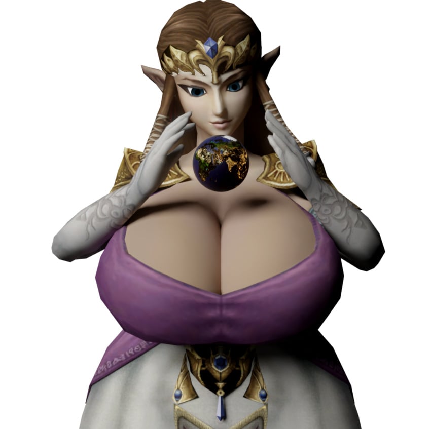 bigger_than_earth blue_eyes brown_hair giant_breasts giantess goddess huge_breasts isquashyou massive_breasts png princess_zelda smile solo the_legend_of_zelda twilight_princess zelda_(twilight_princess)