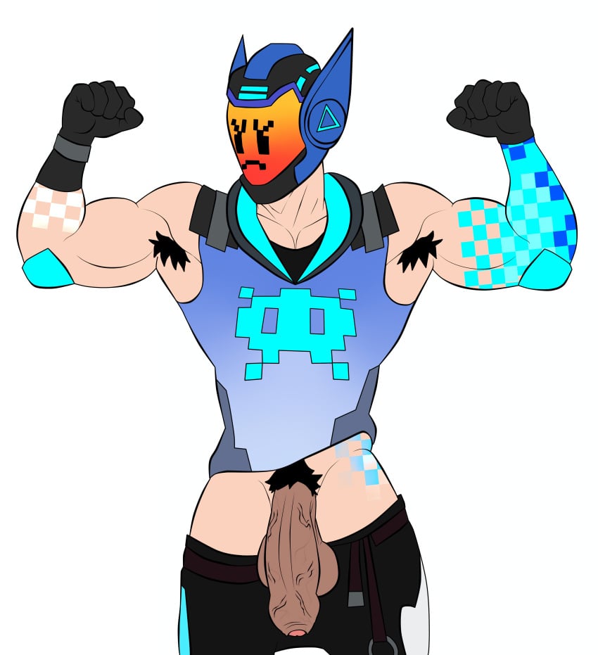 angry_expression armpits bandithrt bundle_(free_fire) character_(free_fire) flexing_arms free_fire gamer gamer_boy gay hairy_armpits helmet mask muscle muscles muscular muscular_male solo_male uncut