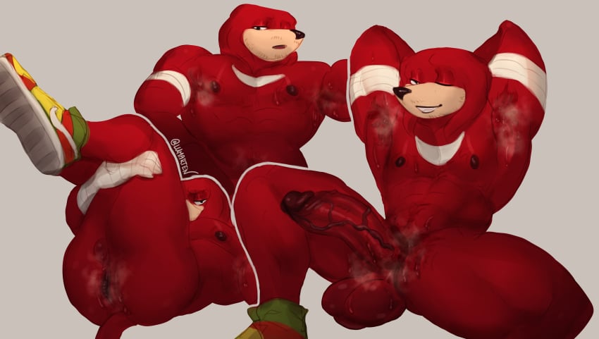 abs absurd_res anthro anus armpit_hair ass balls big_balls big_butt big_penis bodily_fluids body_hair clothing digital_media_(artwork) echidna erection footwear footwear_only genitals handwear hi_res huge_balls huge_cock humanoid_genitalia humanoid_penis knuckles_the_echidna looking_at_viewer lumarten male male_only mammal monotreme mostly_nude muscular muscular_anthro muscular_male musk nipples open_mouth pecs penis presenting presenting_armpit presenting_hindquarters pubes scent sega shoes shoes_only simple_background smile smirk solo sonic_(series) sonic_the_hedgehog_(series) sweat sweatdrop sweaty_armpit sweaty_balls sweaty_butt sweaty_genitalia tail thick_thighs vein veiny_penis