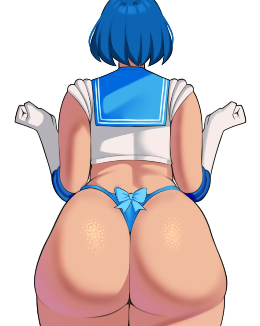 1girls 2024 ass back_view bishoujo_senshi_sailor_moon blue_hair bubble_butt clothing female jakuson_z panties sailor_mercury thong