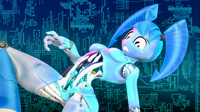 3d android blue_hair blue_nipples breasts female humanoid jenny_wakeman jenny_wakeman_(warfaremchine) my_life_as_a_teenage_robot nickelodeon nipples robot robot_girl robot_humanoid solo tagme warfaremachine white_body