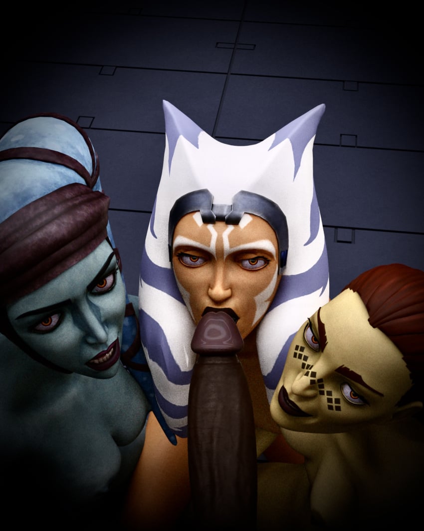 3d 3girls aayla_secura ahsoka_tano barriss_offee bisexual_female clone_wars dark-skinned_male dark_penis dark_side dark_skin female foursome indoors interracial jedi jedi_padawan male male/female mirialan orgy pollonix13 sith sith_eyes star_wars togruta triple_fellatio twi'lek