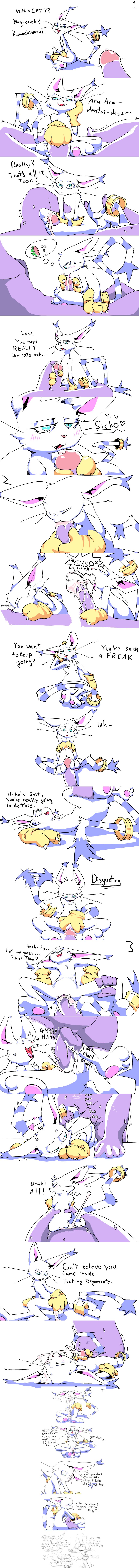 1boy comic cute dragonweirdo female gatomon straight