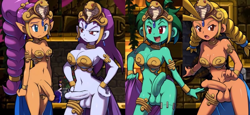 4futas casual dark_skin edit futanari harem_outfit human intersex nekuzx pale_skin risky_boots rottytops shantae shantae_(character) tagme