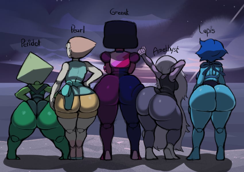 alien_girls amethyst_(steven_universe) ass ass_comparison ass_focus ass_size_chart ass_size_difference cartoon_network female female_focus female_only garnet_(steven_universe) gem_(species) group group_picture huge_ass j_xxx_m lapis_lazuli_(steven_universe) multiple_girls pearl_(steven_universe) peridot_(steven_universe) steven_universe thick_ass