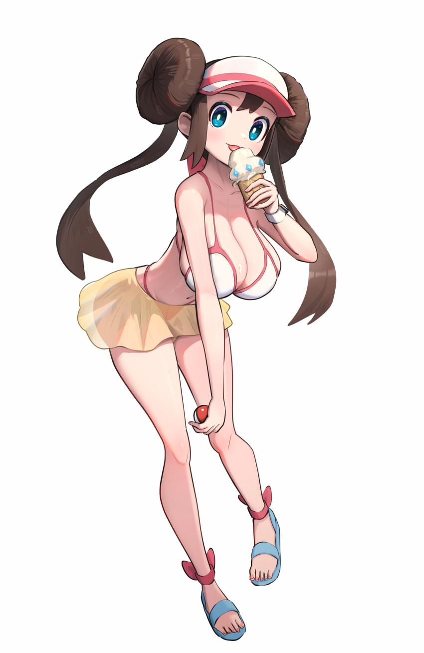 bikini breasts female female_only food gonzarez hat human ice_cream ice_cream_cone jpeg looking_at_viewer nintendo pokemon rosa_(pokemon) solo swimsuit tagme