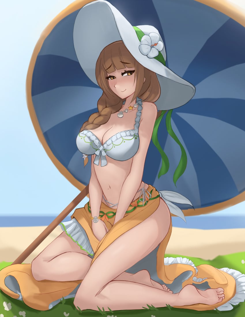 alternate_costume bikini breasts female female_only fire_emblem fire_emblem_engage fire_emblem_heroes fraudulenttaco goldmary_(fire_emblem) goldmary_(summer)_(fire_emblem) hat nintendo official_alternate_costume solo swimsuit white_bikini white_swimsuit