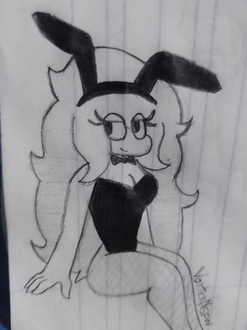 bunnysuit concept_art donisha_parmigiana donisha_parmigiana(stanace) looking_at_another mod pizza_tower sitting thick_thighs thighs