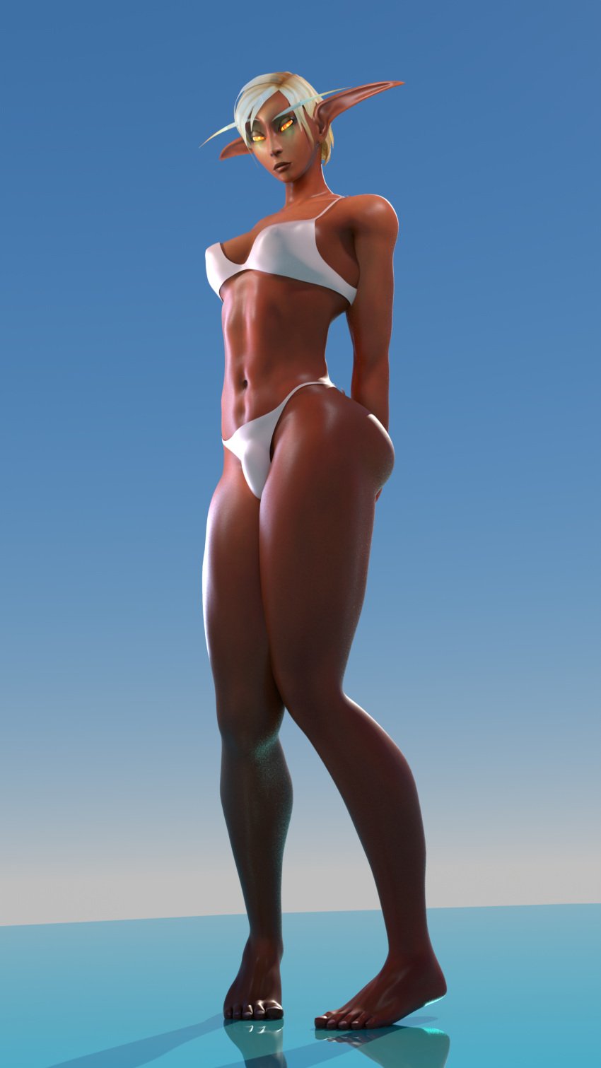 1futa 3d abs arms_behind_back athletic athletic_futanari barefoot bikini blonde_hair blood_elf bra breasts bulge bulge_through_clothing dark-skinned_futanari dark_skin elf feet futa_only futanari hammyslewds hips legs looking_at_viewer muscular muscular_arms muscular_futanari panties panties_bulge penis pose posing shiny shiny_skin short_hair small_breasts solo thick_thighs thighs toes warcraft wide_hips world_of_warcraft wow yellow_eyes