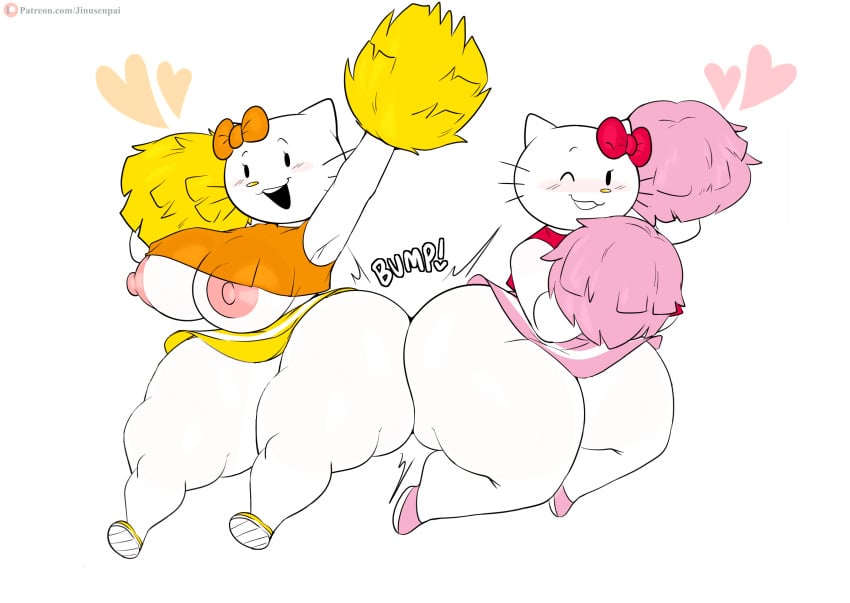 2girls 69anon69_(edit) anthro big_breasts breasts_out cheerleader_uniform edit furry furry_female furry_only hello_kitty hello_kitty_(character) hello_kitty_(series) jinu kitty_white mimmy_white open_mouth sanrio smiling tagme twink