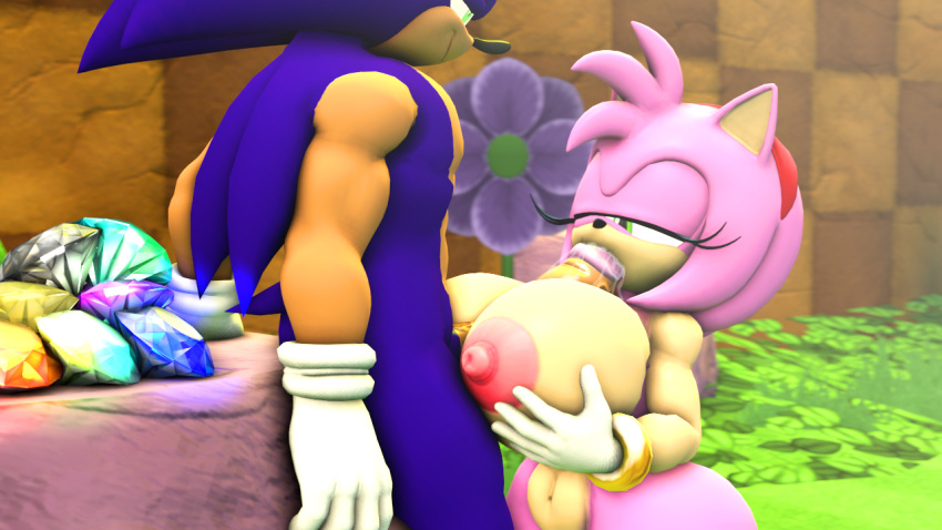 amy_rose big_breasts blowjob chaos_emerald large_breasts oral_sex paizuri seanzilla9999 sonic_(series) sonic_the_hedgehog titfuck