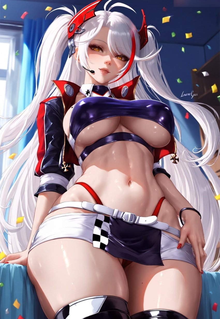 ai_generated klausherbert looking_at_viewer prinz_eugen_(azur_lane) race_queen solo