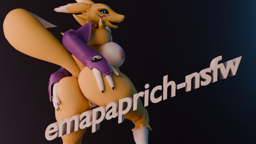 anthro ass bandai_namco big_breasts big_butt breasts butt_grab digimon digimon_(species) emapaprich-nsfw female hand_on_butt hi_res looking_at_viewer renamon solo