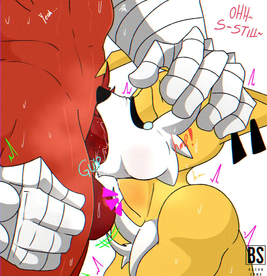 absurd_res anthro bacon_sama balls bodily_fluids deep_throat duo gay genitals hand_on_head hi_res knuckles_the_echidna male male/male motion_lines muscular muscular_male oral oral_penetration penetration penis pubes sega sex sonic_(series) sonic_boom sonic_the_hedgehog_(series) tears