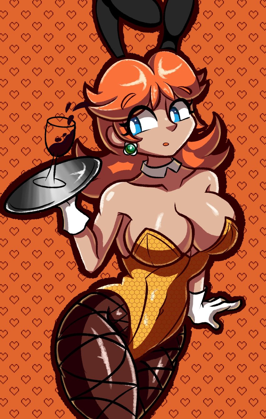 blue_eyes breasts brown_hair female female_only jpeg mario_(series) nintendo princess_daisy robveemo solo