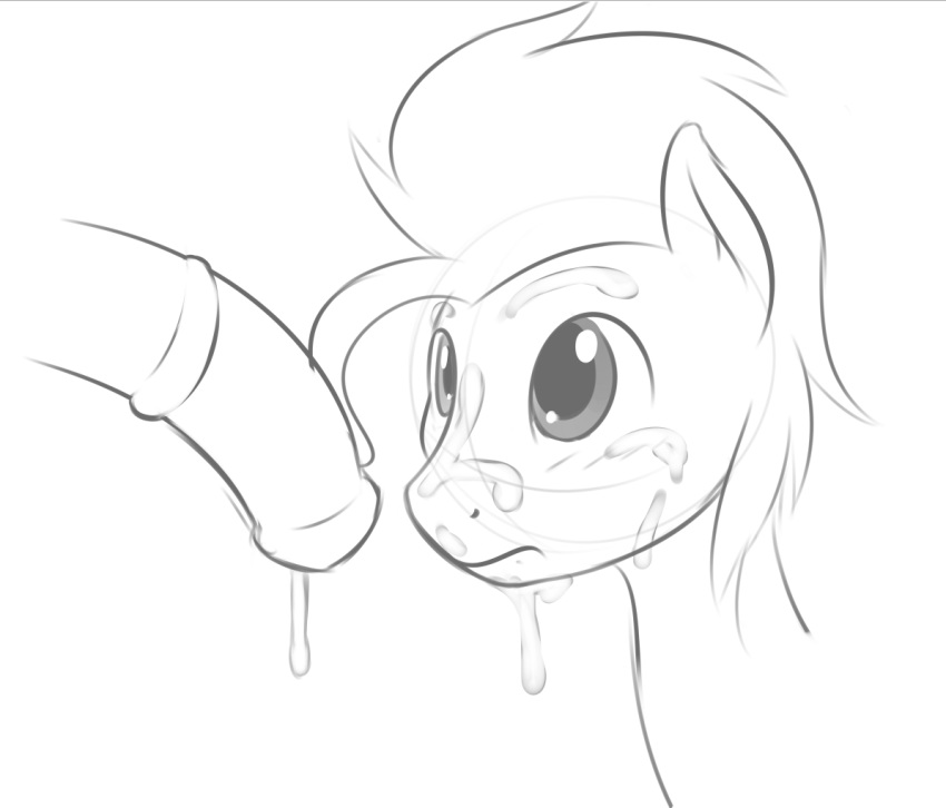 black_and_white cum cum_on_face equine furry gay horse male messy monochrome my_little_pony no_humans original_character penis pony skipsy skipsy_(character)