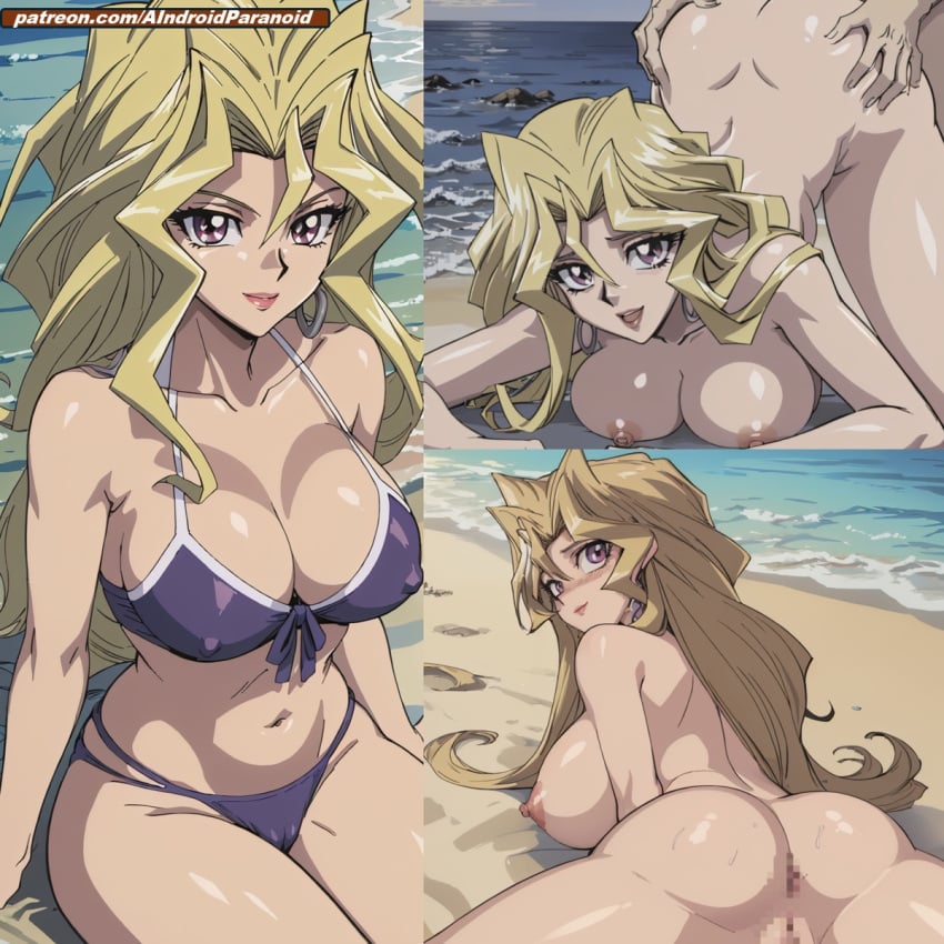 1boy 1girls ai_generated aindroidparanoid all_fours ass ass_focus bare_ass beach bent_over big_ass big_breasts bikini blonde_hair breasts cameltoe censored cum curvy_figure doggy_style doggy_style_position female from_behind huge_ass huge_breasts human kujaku_mai large_ass large_breasts looking_at_viewer mai_valentine male male/female naked narrow_waist nipples nude ocean outdoors penetration purple_eyes sand seaside sex sex_from_behind stable_diffusion wavy_hair yu-gi-oh!