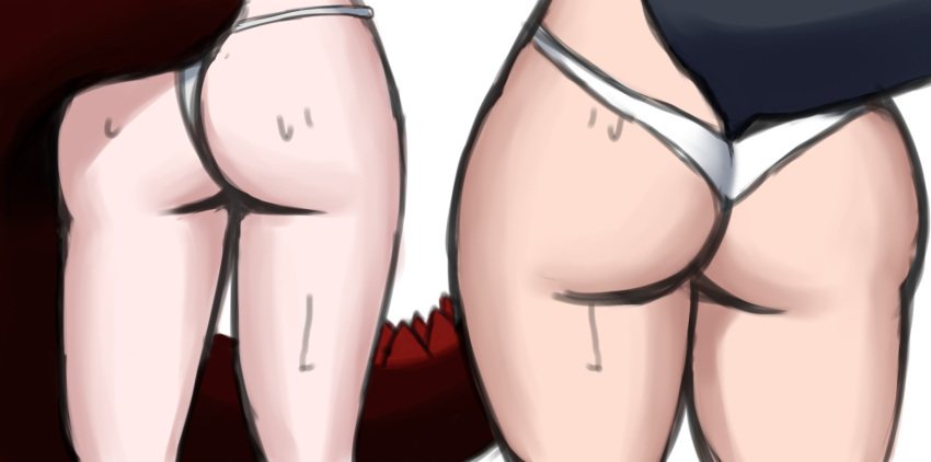 2girls ass ass big_ass big_butt dragon_girl fundoshi large_ass panties poketune rita_(sunlightnova) sketch sweat tail thick_thighs thighs yujin_(poketune)