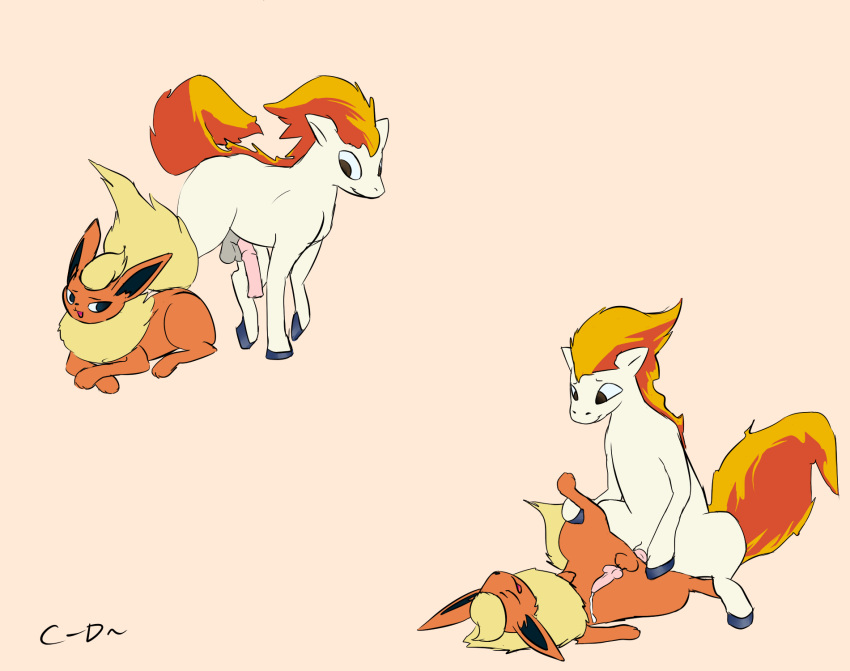 balls canine clopper-dude cum eeveelution equine feral flareon gay hooves horsecock knot male male_flareon male_only male_ponyta no_humans penis plain_background pokémon_(species) pokemon ponyta