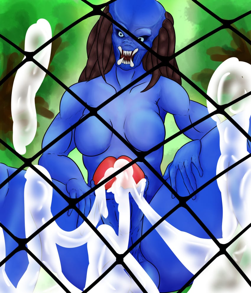 alien alien_girl balls blue_body blue_skin breasts cum_on_viewer cumming_on_viewer dreadlocks dreads foreskin futa_only futadom futanari intersex leaking leaking_cum leaking_precum looking_at_viewer looking_down low-angle_view low_hanging_balls monster_girl monstergirl_futa naked naked_futanari penis point_of_view predator taker_pov testicles thecomedyjester uncircumcised yautja