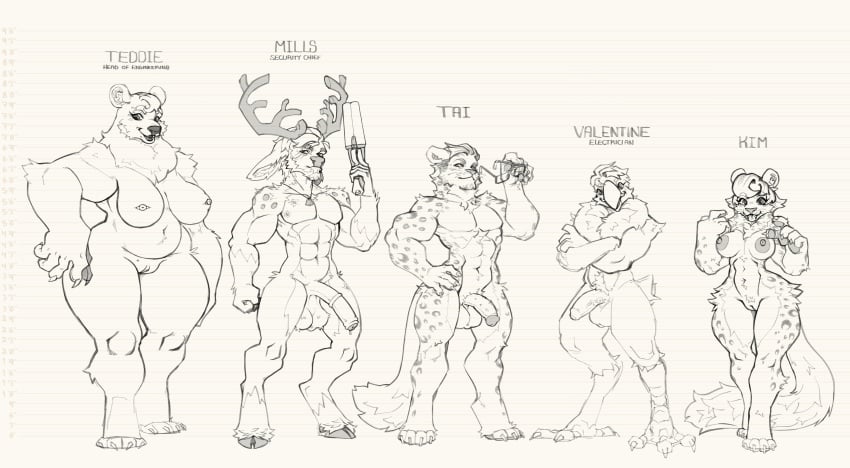 abs absurd_res animal_genitalia animal_penis anthro areola arm_tuft athletic athletic_female avian balls bear big_areola big_balls big_breasts big_penis biped black_and_white breasts cervine character_name chart cheek_tuft chin_tuft claws cloven_hooves crossed_arms curvy_figure deer digitigrade elbow_tuft elk equine_genitalia equine_penis eyewear facial_tuft fangs felid female fluffy fluffy_tail genitals glasses group gun half-erect hand_on_hip height_chart hi_res holding_eyewear holding_glasses holding_gun holding_object holding_ranged_weapon holding_shotgun holding_weapon hooves huge_balls huge_hips huge_thighs inverted_nipples larger_anthro larger_female larger_male leg_tuft male mammal medial_ring model_sheet monochrome muscular muscular_anthro muscular_male navel nipples pantherine paws penis polar_bear proxicute ranged_weapon ruff sawed-off_shotgun shotgun shoulder_tuft size_difference slightly_chubby smaller_anthro smaller_female smaller_male smile snow_leopard tail tail_tuft teeth text thick_thighs thigh_tuft tongue tongue_out tuft ursine weapon whiskers wide_hips