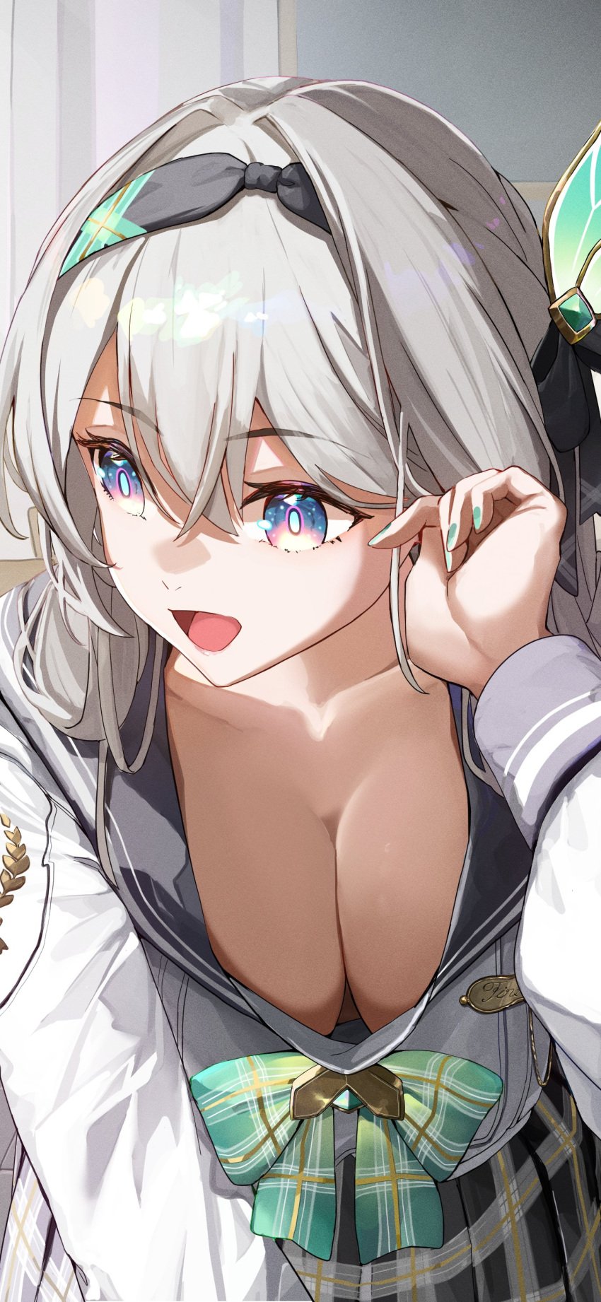 exposed_breasts firefly_(honkai:_star_rail) honkai:_star_rail school_uniform schoolgirl