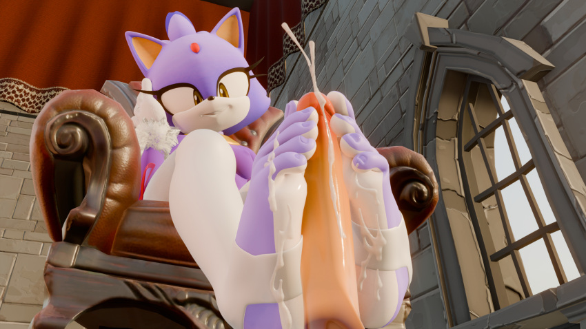 3d 3d_(artwork) anthro blaze_the_cat bodily_fluids clothing cum digital_media_(artwork) domestic_cat duo ejaculation erection feet felid feline felis female foot_fetish foot_play footjob fur genital_fluids genitals gloves handwear hi_res male male/female mammal multicolored_body multicolored_fur penis purple_body purple_fur sega sex smile soles sonic_(series) sonic_the_hedgehog_(series) twintails3d two_tone_body two_tone_fur white_body white_fur yellow_eyes