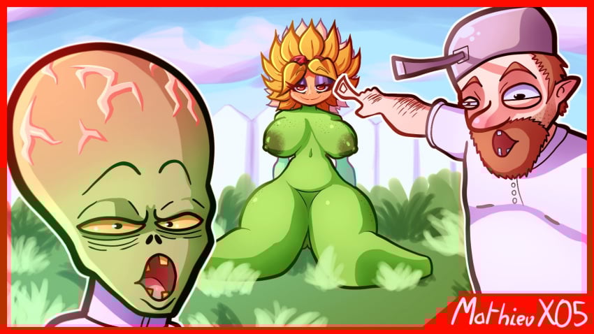 1girls 2boys anthro anthrofied ass breasts crazy_dave_(pvz) dialogue dr_zomboss female flashing flora_fauna male mathieux05 meme meme_reference plant plant_girl plant_humanoid plantie plants_vs._zombies plants_vs_zombies pointing popcap_games pussy solar_flare_(pvz) soyjak sunflower_(pvz) text zombie zombie_(pvz)