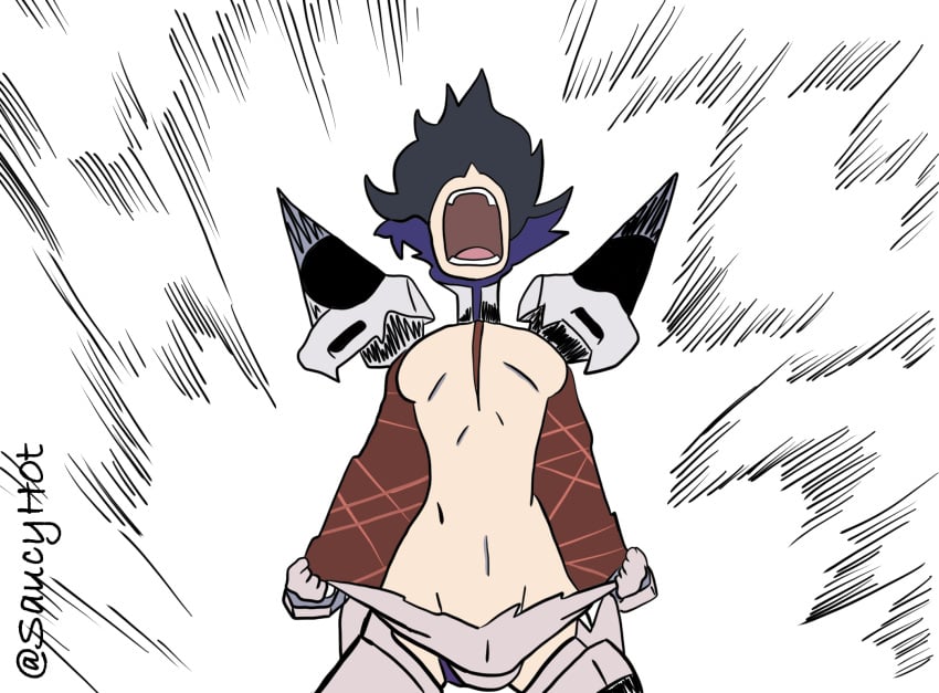 anime breasts junketsu kill_la_kill matoi_ryuuko nudity ripped_clothing saucyh0t screaming trigger