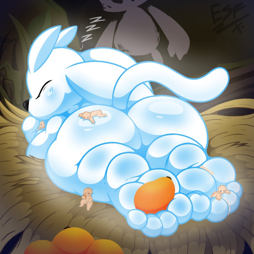 anthro ass bed big_butt bodily_fluids cuddling cum ejaculation electricsnowfox feet food foot_fetish foot_focus foot_play footjob fruit furniture genital_fluids guardian_spirit hi_res hug lying lying_on_bed lying_on_butt macro male micro microsoft on_bed on_front ori_(ori) ori_(series) plant sex sleeping spirit thick_thighs toejob toes xbox_game_studios ych_(character)