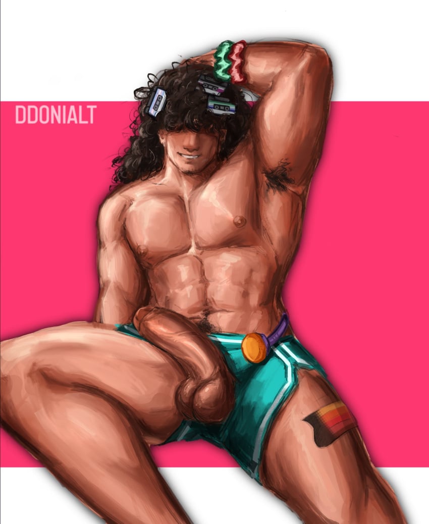 armpits arms_behind_head bodhi_windbreaker date_everything ddonialt hair_over_eyes male male_only penis_out shorts solo