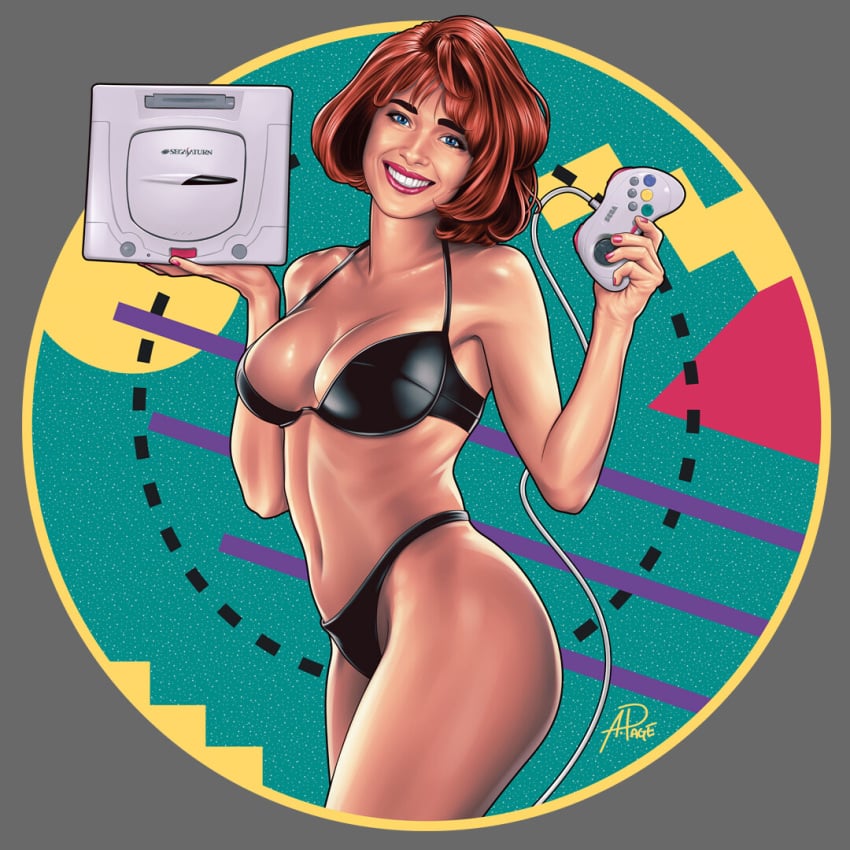 1girls aaron_page_(artist) artstation black_lingerie chocolate_cake_gameboy_and_me female female_focus lauren_holly light-skinned_female lingerie picket_fences_(series) red_hair sega sega_saturn